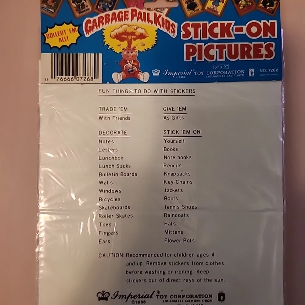 1985 Garbage Pail Kids Puffy Picture Stickers Sealed 1 Pack Vintage - Picture 2 of 2